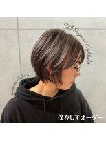 ヘアメロウ ココ(hair mellow CoCo...)&nbsp;柔らかシルバー×ハイライトで立体感UPの大人ショートボブ
