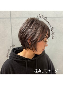 ヘアメロウ ココ(hair mellow CoCo...) 柔らかシルバー×ハイライトで立体感UPの大人ショートボブ