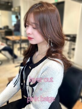 アリュウル 表参道(ALLURE) 小顔レイヤーカット*お顔周り/前髪カット/ピンクブラウン