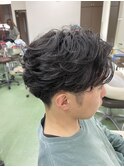 フェザーパーマツーブロック刈り上げ