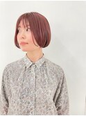ピンクレッドカラー×ミニボブ