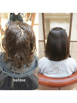 ネオリーブチノ 登戸店(Neolive cino) 酸性ストレート (酸性縮毛矯正)  ボブ 黒髪