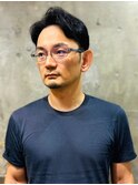 ビジネスヘア アップバング ツーブロック 黒髪 メンズカット