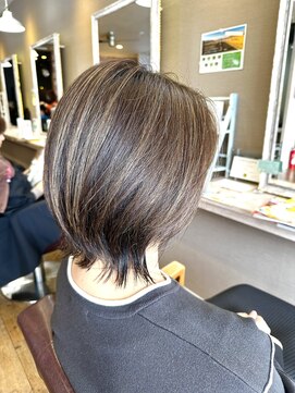 ヘアーメイクロージー 八軒店 (HAIR MAKE ROSY) 大人ショートミルクテーベージュハイライトレイヤーボブウルフ