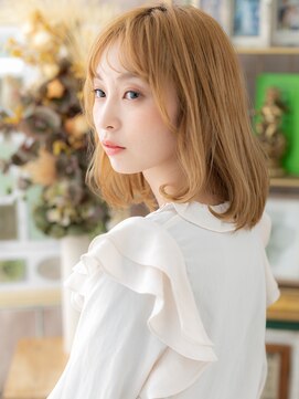 カバーヘア ブリス 北浦和(COVER HAIR bliss) 韓国風ハイトーンカラー切りっぱなしボブディc6北浦和10代20代
