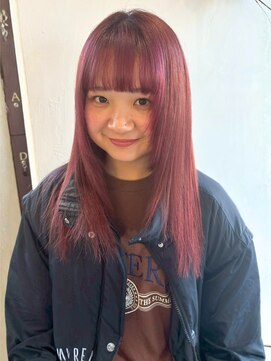 マップデザイン(map design) ダブルカラー ブリーチ ペールピンク 前髪カット 髪質改善 美髪