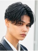 原宿毛流れセンターパートニュアンスパーマビジネスヘア刈り上げ