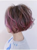 前下がりボブ＆シークレットハイライトピンク♪大人可愛い