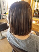 ルークス 中央林間(LOOOKS)&nbsp;切りっぱなしボブでハイライト×ダークアッシュブラウン
