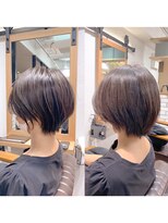 アヴァロン(AVALON)&nbsp;絶壁解消×マロンベージュ×40代×前髪長め大人ショートボブ永