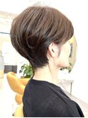 50代60代ひし形くびれナチュラルショート脱白髪染めグレージュ