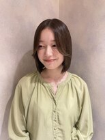 フェイス 石川町 (FACE)&nbsp;オリーブブラウンカラー×韓国風ボブ×前髪無し×切りっぱなし