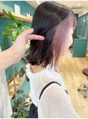 【堀惠】インナーカラーラベンダーピンク顔周りレイヤー髪質改善