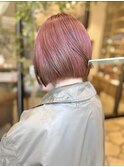 ピンクとベージュのエンドカラー