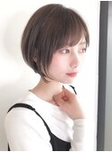 say.田代ベージュボブ細めハイライト丸顔レイヤーカットベージュ
