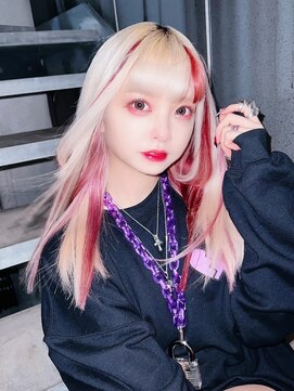 ドットハリス(.Hallis) ホワイトブロンド/レッドカラー/エクステ