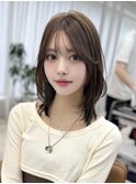 小顔カット/顔まわり/大人可愛いミディアムレイヤー