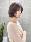 小顔大人ボブ暗めカラーミディアムデザインカラー