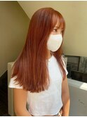 小川/ブリーチなしwカラーオレンジベージュロング顔周り吉祥寺