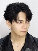 韓国ヘアコンマバング韓国マッシュセンターパートフェザーパーマ