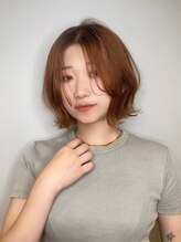 ヘアデザイン アンジェロカフェ(Hair Design Angelo cafe) オレンジブラウン/ボブスタイル【20代30代40代】