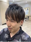 メンズウルフカット ツーブロック 束感 レイヤー 韓国風