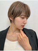 外国人風ショートヘア ハイライト アッシュベージュ t711