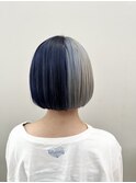 ホワイト&ネイビー×ミニボブ