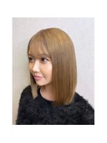 ランソ 成田店(RUNSO) 小顔ミディアムボブ×ブリーチベージュカラー