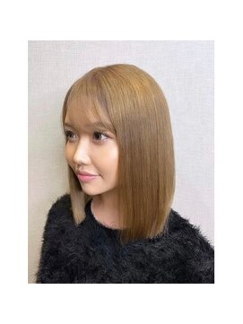 ランソ 成田店(RUNSO) 小顔ミディアムボブ×ブリーチベージュカラー