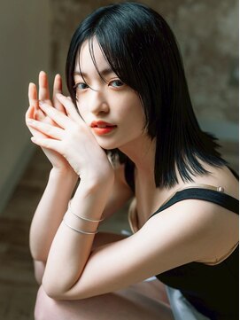 デバイス バイ フレイムス 越谷(DEVICE by Frames) 切りっぱなし×黒髪ミディアムストレート