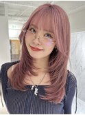 ハイライトカラーミルクティーベージュレイヤーカット