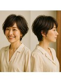 ミセスふんわりレイヤーショートボブ　20代 30代 40代 50代 60代