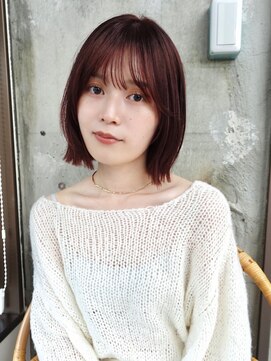 ガーデンヨコハマ(GARDEN YOKOHAMA) バーガンディ ボブレイヤー 小顔 マレットヘア ボルドーカラー