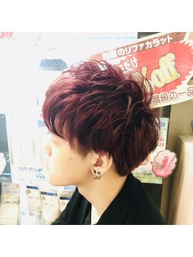 クオリス 赤塚店(QUALIS) 20代30代/ツーブロック/刈り上げ/ブリーチ/ワインレッド
