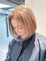 オリーブベージュ美髪セミディニュアンスカラー_ba500941