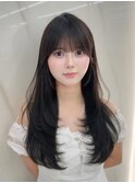 小顔レイヤー　前髪顔周り　髪質改善縮毛