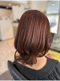 外ハネくびれレイヤー×艶感オレンジブランジュ