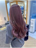 大人可愛いレイヤーカットラベンダーピンクブリーチなし
