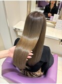 京都美容室 髪質改善 レイヤーカット ブリーチなし 透明感カラー
