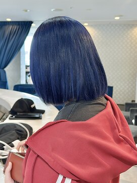 エアー 青山(AIR) ネイビーブルーハイトーンカラーブリーチカラー