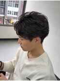 爽やかビジネスツーブロック無造作ナチュラルフェザーパーマ