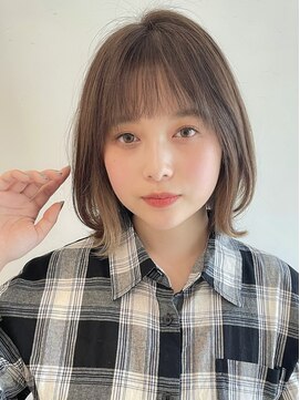 ステアケース 武蔵小杉店(stair:case) くびれボブ大人かわいいベージュインナーカラーグレージュ