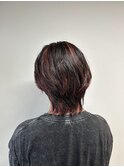 men'sハイライトワインレッドウルフセンターパート
