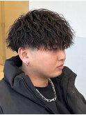 波巻きスパイラルフェザーパーマフェザーショートセンターパート