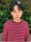 20代30代マッシュ/韓国俳優ヘア センターパート 黒髪