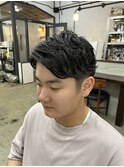 ニュアンスパーマセンターパート刈り上げマッシュ