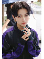 エトラ 渋谷店(etora)&nbsp;★メンズライクセンターパートブルーブラックニュアンスパーマ