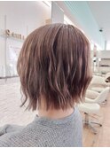 【20代30代】ぱっつんレイヤーボブ　柔らかい透け感グレージュ