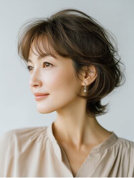 クラゲヘアー/小顔/ココアベージュ/オリーブグレー/川西